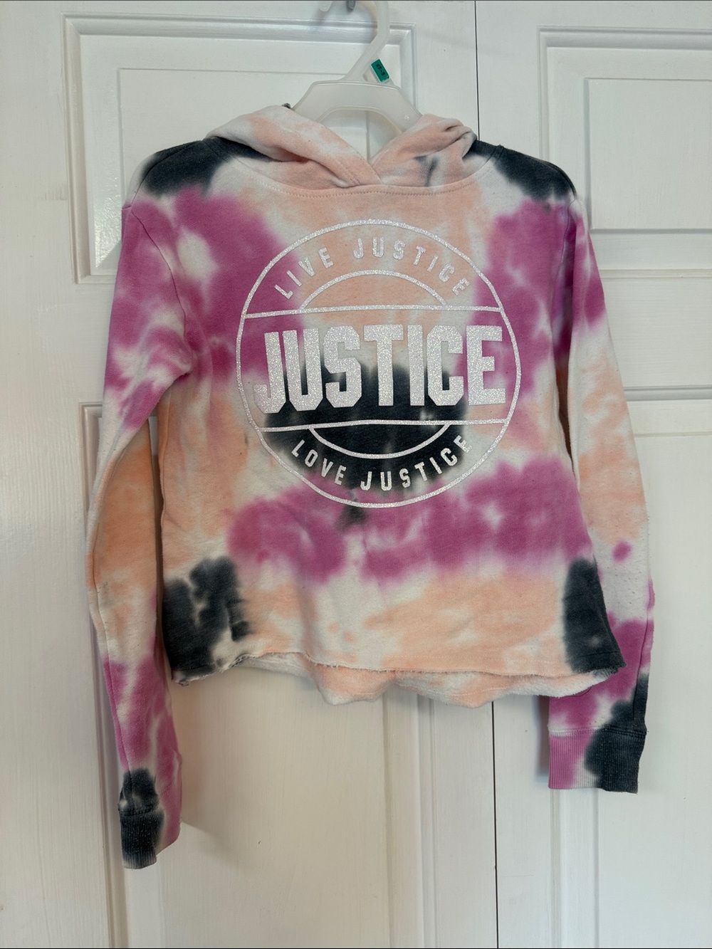 Justice Tie-Dye Hoodie — Pink, Peach & Black